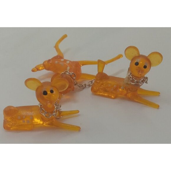 1970s Orange Lucite Deer Figurine Polka Dot Chain Retro Kitsch Damaged - Picture 3 of 7
